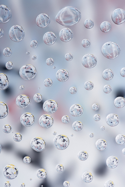 close-up view of beautiful clean droplets on blurred abstract background - Foto, Imagem