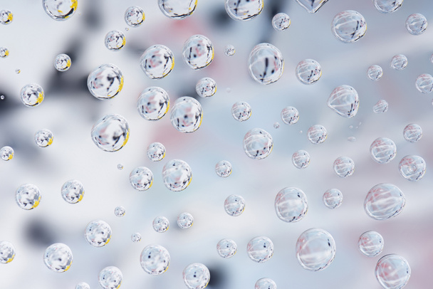 close-up view of beautiful clean drops on blurred abstract background - Photo, Image
