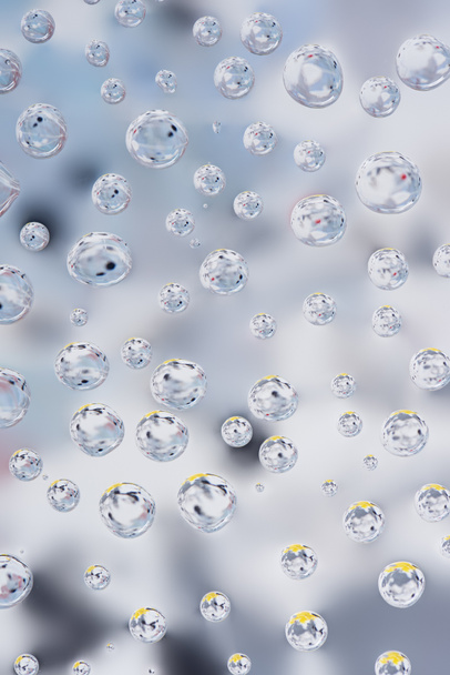 vista de cerca de hermosas gotas de lluvia transparentes sobre un fondo abstracto borroso
 - Foto, Imagen