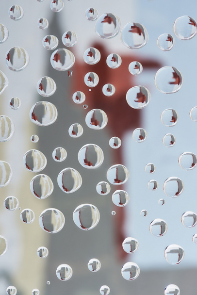 close-up view of beautiful transparent drops on blurred abstract background  - Foto, Imagen