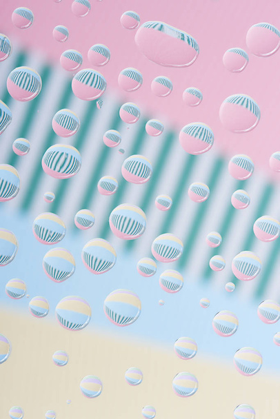 close-up view of transparent droplets on light abstract background   - Valokuva, kuva