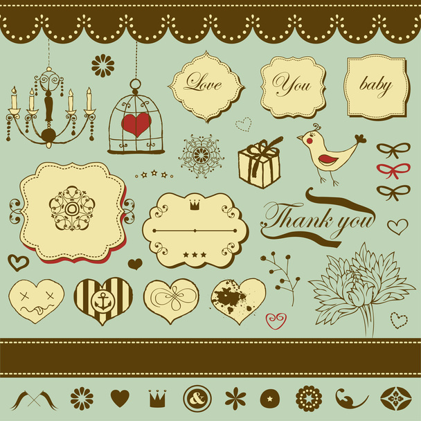Lovely cute set for Your design - Vector, Image