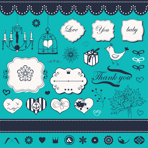 Lovely romantic set for Your design - Vector, Image