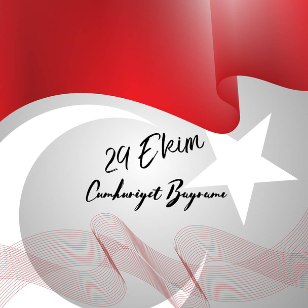 Turkish National Festival. 29 Ekim Cumhuriyet Bayrami. Translation: Happy October 29th Republic Day. National Day in Turkey. Typographic design for social media or print design. - Vector, Image