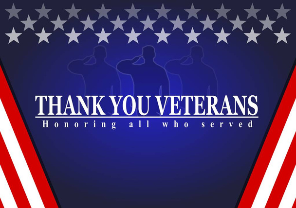 Happy Veterans Day with American flag - Vector, Image