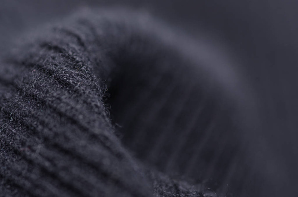 Black sweater fabric textile material texture macro - 写真・画像