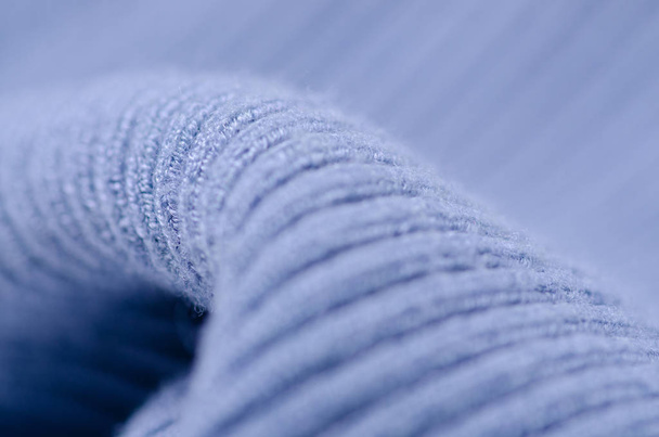 Blue sweater fabric textile material texture macro - Zdjęcie, obraz
