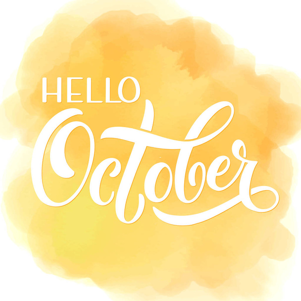 Hello Autumn lettering. Seasons Greetings. Fall. October - Vector, Image