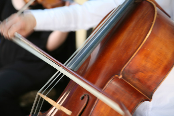 Jouer du violoncelle, main close
 - Photo, image