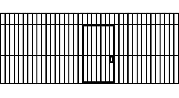 Вид спереди тюремной камеры с железными решетками и дверью на изолированном фоновом векторе eps 10
 - Вектор,изображение