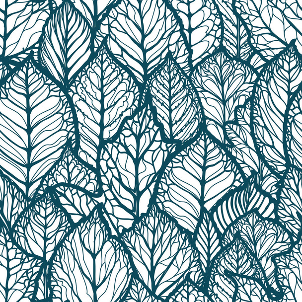 Floral pattern. Hand-drawn decorative leaves. Seamless background vector - Vetor, Imagem