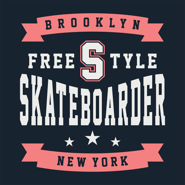 grafik design brooklyn skate new york für shirt und print - Vektor, Bild