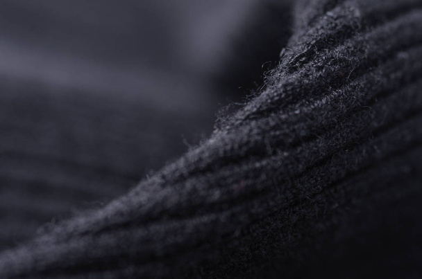 Black sweater fabric textile material texture macro - Zdjęcie, obraz