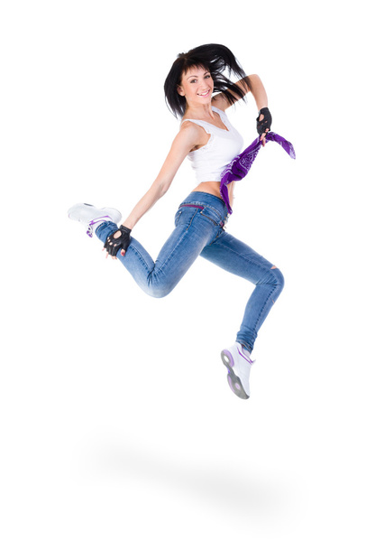 Young fitness woman jumping - Фото, изображение
