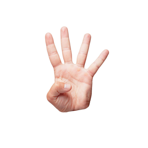isolated cutout male hand showing a number - Foto, Imagen