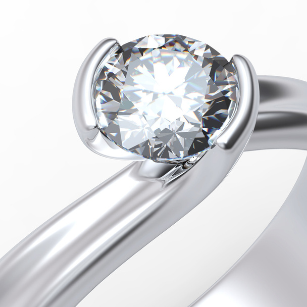 Karikagyűrű, gyémánt, fehér háttér. A szeretet jele - Fotó, kép