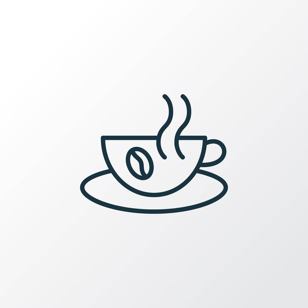 Gorąca kawa ikonę symbolu liniowego. Elementu na białym tle cappuccino jakości premium w modnym stylu. - Zdjęcie, obraz