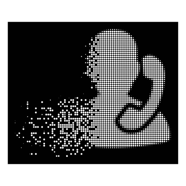 Bílá rozptýlí tečkované polotónů příjem ikonu - Vektor, obrázek