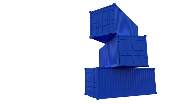 Many blue Port containers. 3d render - Photo, Image