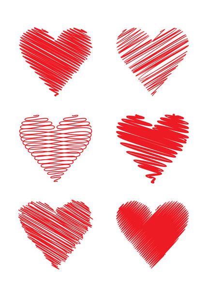 Set of scribbled hearts (vector) - Vecteur, image