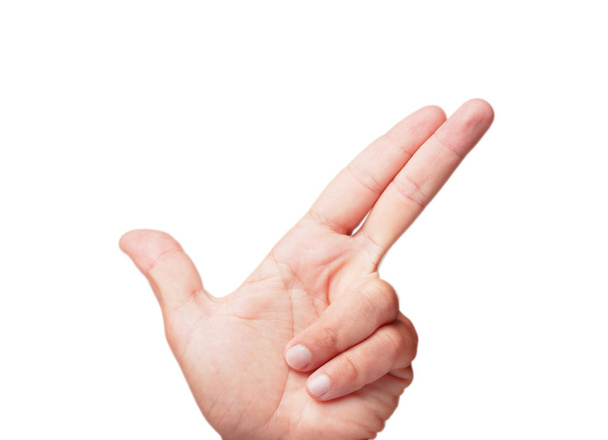 isolated male hand pointing gesture - Foto, afbeelding