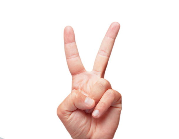 isolated male hand peace or victory sign - Foto, Imagen