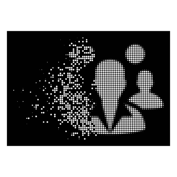 White Dissolved Dot Halftone Staff Icon - Vector, Image
