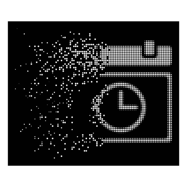 White Sparkle Pixelated Halftone Date Time Icon - Vector, Image