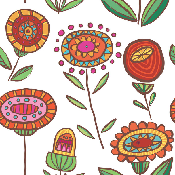 Vector colorful floral seamless pattern background. Ideal for fabrics, textiles, scrapbooking, wallapers and crafts. - Vector, Image