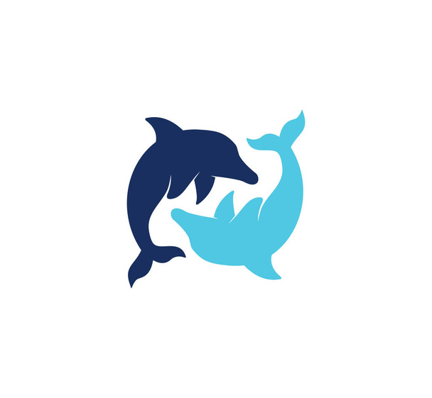 dolphin smart animal vector logo design inspiration for sanctuary, zoo, park, and other business related - Vector, imagen