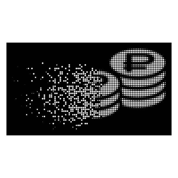 Bílá Sparkle Dot polotónů Rubl mince zásobníky ikona - Vektor, obrázek