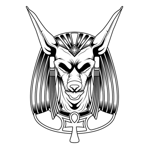 Anubis cabeza dibujo vector ilustración
 - Vector, Imagen