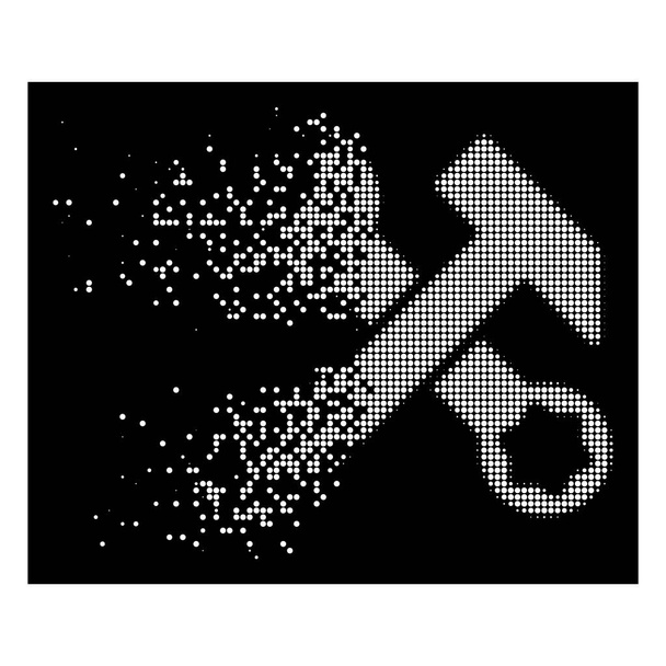 White Decomposed Dotted Halftone Hammer And Wrench Icon - Vector, Image