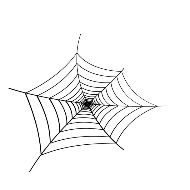 Zwarte spinnenweb op witte achtergrond. Ontwerpelement, pictogram. Vector. EPS-10. - Vector, afbeelding