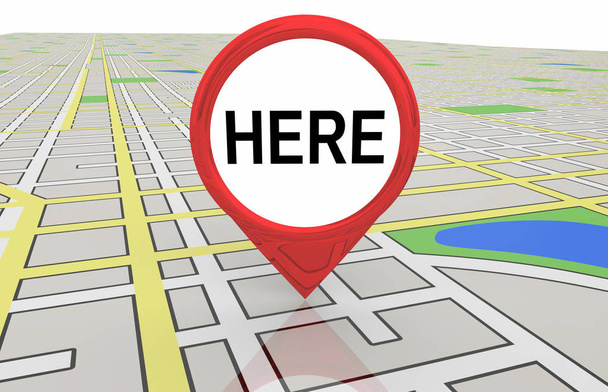 Here Map Pin This Location Navigation 3d Illustration - Foto, immagini