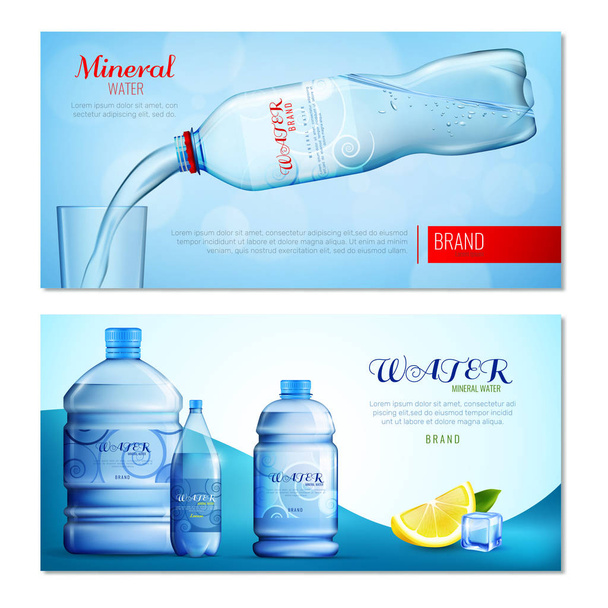 Water In Plastic fles horizontale Banners - Vector, afbeelding