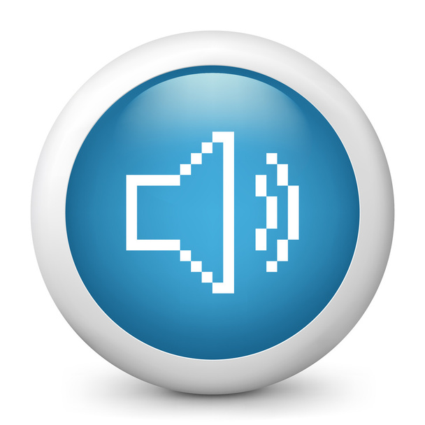 Vector blue glossy icon depicting "audio volume" in pixel - Wektor, obraz