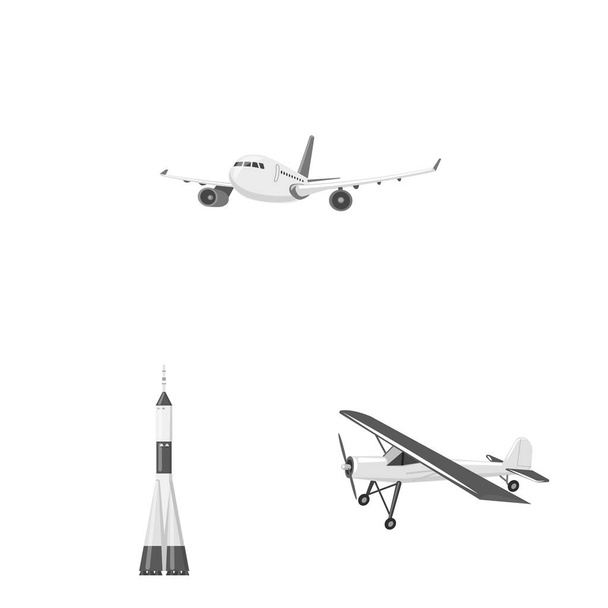 Vektorová design letadlo a dopravní značky. Kolekce letadla a obloha vektorové ikony pro stock. - Vektor, obrázek