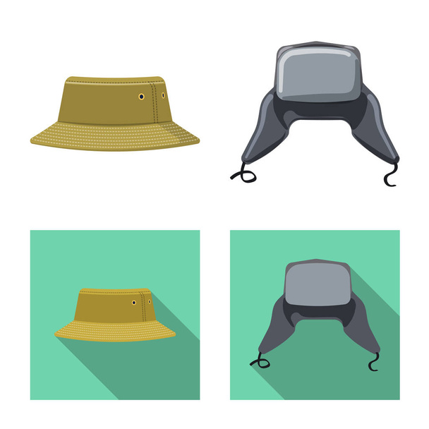 Vector illustration of headgear and cap icon. Set of headgear and accessory stock vector illustration. - Vector, Imagen
