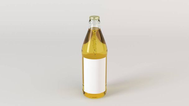 Mock up of transprent beer bottle 0.5l with blank white label on white background. Design or branding template. 3D rendering illustration - Φωτογραφία, εικόνα