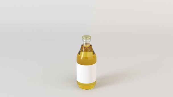 Mock up of transparent beer bottle 0.33l with blank white label on white background. Design or branding template. 3D rendering illustration - Photo, image