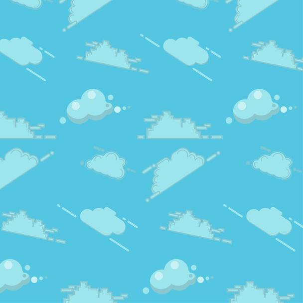 patroon naadloze wolk blauwe hemelachtergrond met platte ontwerp - Vector, afbeelding