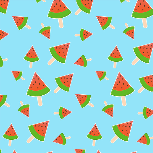 pattern seamless ice watermelon blue background with flat design - Vector, Imagen