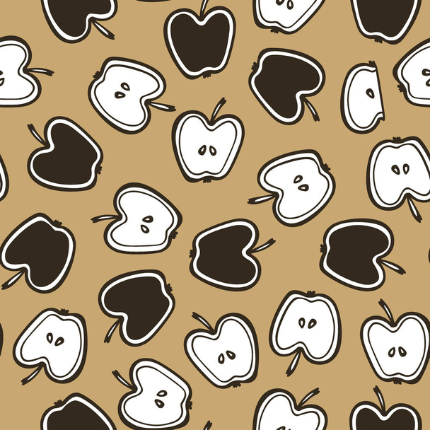 Hand drawn apples pattern - Vector, afbeelding