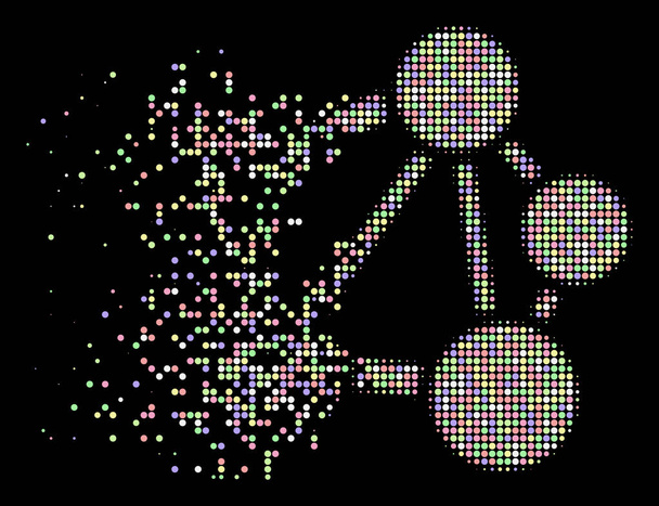 Light Shredded Pixel Halftone Network Icon - Vector, Image