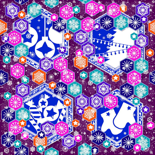 Seamless pattern on christmas theme. For decoration, wrapping paper, backgrounds and others. - Vector, Image