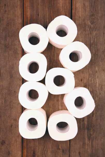 Toilet paper Alphabet wooden table - Фото, изображение