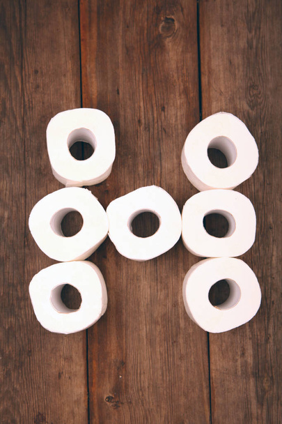 Toilet paper Alphabet wooden table - Zdjęcie, obraz