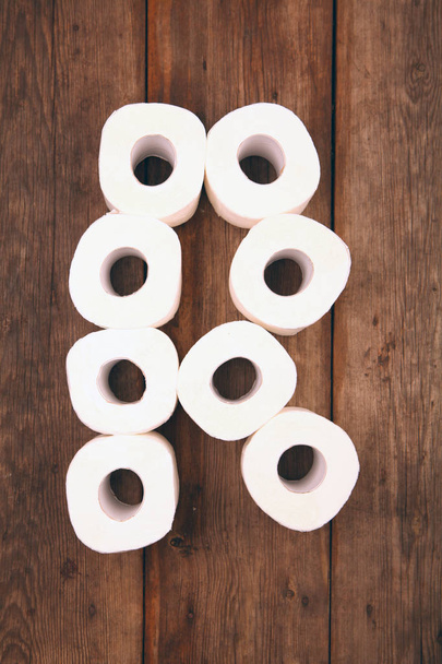 Toilet paper Alphabet wooden table - 写真・画像