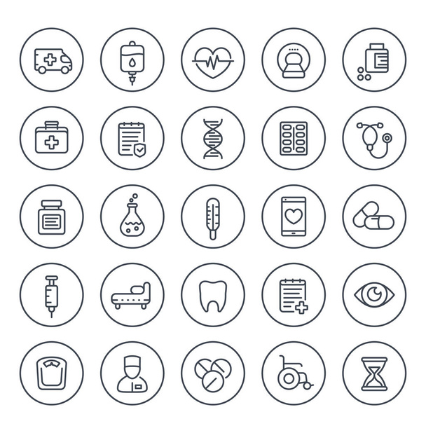 medicine, healthcare icons set on white - Vettoriali, immagini